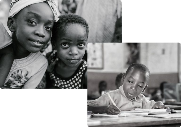 Street children, happy, studying